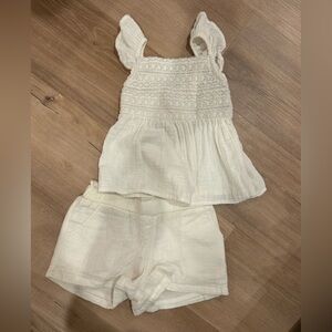 Cat & Jack White Crochet-Trim Kids Camisole & Shorts Set